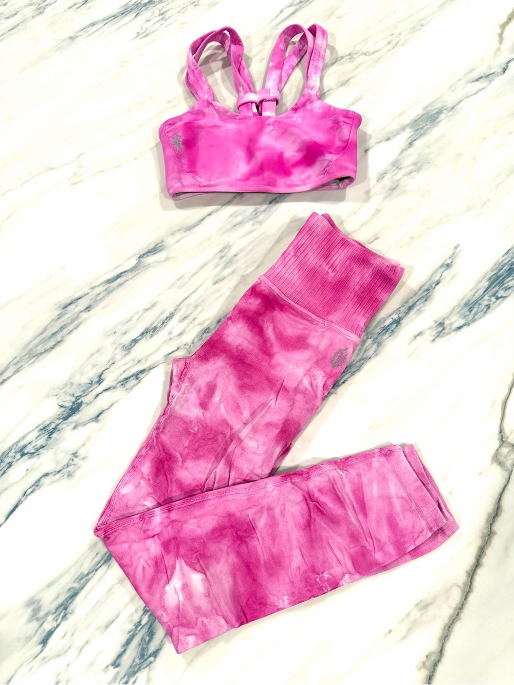 FP Movement by Free People Pink Tie-Dye Leggings Set